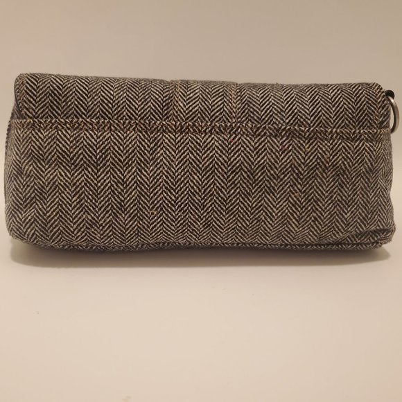 Nine West gray herringbone tweed convertible baguette purse - Picture 3 of 16